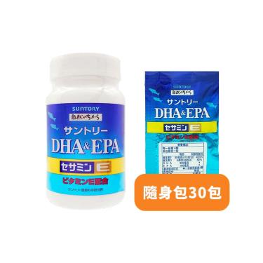 【Suntory 三得利】魚油DHA&EPA+芝麻明E（120錠/瓶）+隨身包（30包）廠商直送