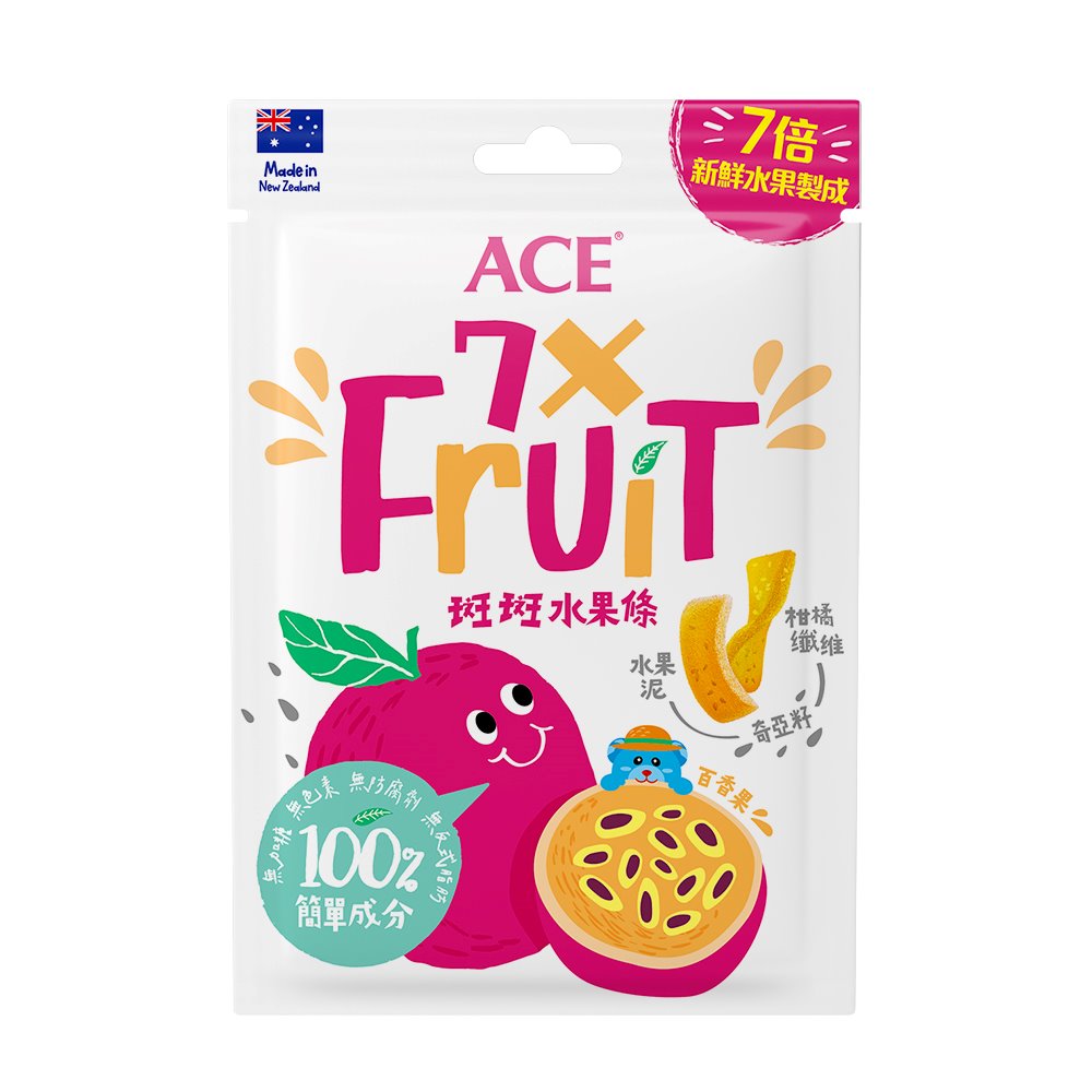 (滿229送黏土組)【ACE】斑斑水果條 百香果+奇亞籽 (32g/包)