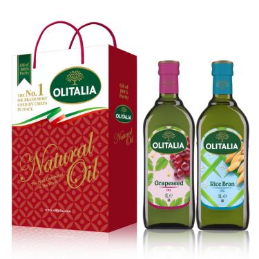 【Olitalia奧利塔】葡萄籽油+玄米油禮盒組(1000mlx2瓶) 廠商直送
