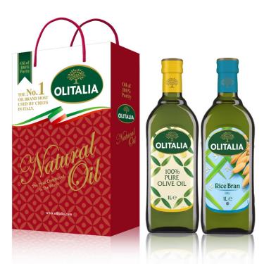 【Olitalia奧利塔】純橄欖油+玄米油禮盒組(1000mlx2瓶) 廠商直送