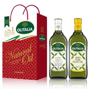 【Olitalia奧利塔】特級初榨橄欖油+純橄欖油禮盒組(1000mlx2瓶) 廠商直送