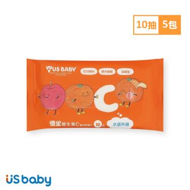 （2件95折）【US BABY 優生】維生素C嬰兒柔濕巾 10抽x5包