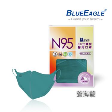 【藍鷹牌】N95醫用／3D立體成人口罩／蒼海藍（50片/盒）廠商直送