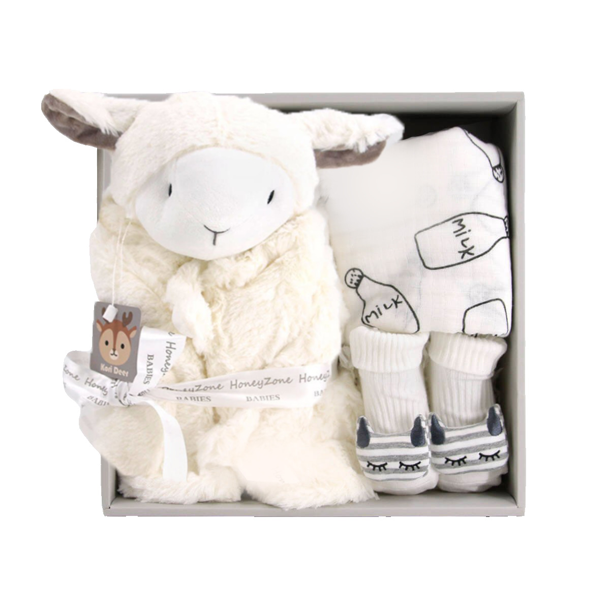 【Kori Deer 可莉鹿】動物嬰兒毯安撫毯豪華禮盒（奶白小羊）廠商直送