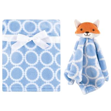 【美國Hudson Baby】彌月禮盒（毛毯+安撫巾）藍狐狸 廠商直送