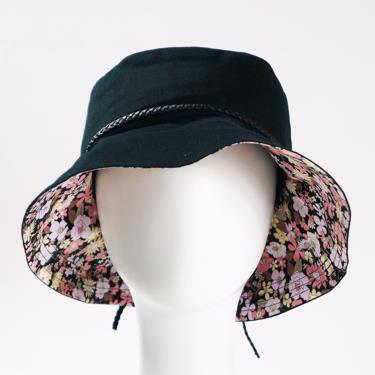 （享優惠價）【abonet】日本進口頭部保護帽小碎花遮陽款（黑色）／廠商直送
