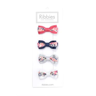 【英國Ribbies】雙色緞帶蝴蝶結4入組（Hot Pink & Sparkles）廠商直送