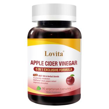 （保健滿額折）【Lovita愛維他】蘋果醋MCT複方素食膠囊（90顆/瓶）