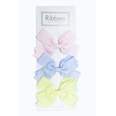 【英國Ribbies】經典中蝴蝶蝶結3入組（粉嫩系列） 廠商直送