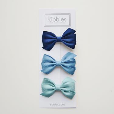 【英國Ribbies】三層中蝴蝶結3入組（藍色系列） 廠商直送