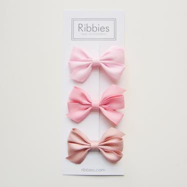 【英國Ribbies】三層中蝴蝶結3入組（粉紅系列） 廠商直送
