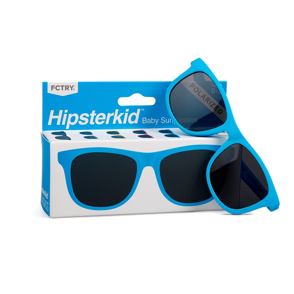 【美國  Hipsterkid】 抗UV偏光嬰幼兒童太陽眼鏡(附固定繩)-繽紛藍0-2歲 廠商直送