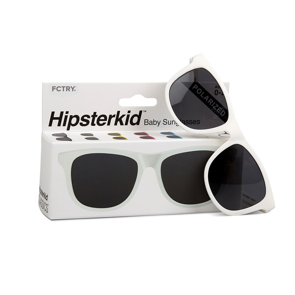 【美國  Hipsterkid】 抗UV偏光嬰幼兒童太陽眼鏡(附固定繩)-繽紛白0-2歲 廠商直送