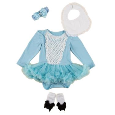 日安朵朵 女嬰雪紡蓬蓬裙連身衣禮盒–仙杜瑞拉(衣+圍兜+寶寶襪)6M-廠商直送