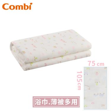 【Combi 康貝】純棉柔紗-快樂車車大浴巾(粉)（71218）