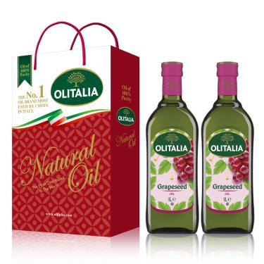 【Olitalia奧利塔】葡萄籽油禮盒組1000mlx2瓶 廠商直送